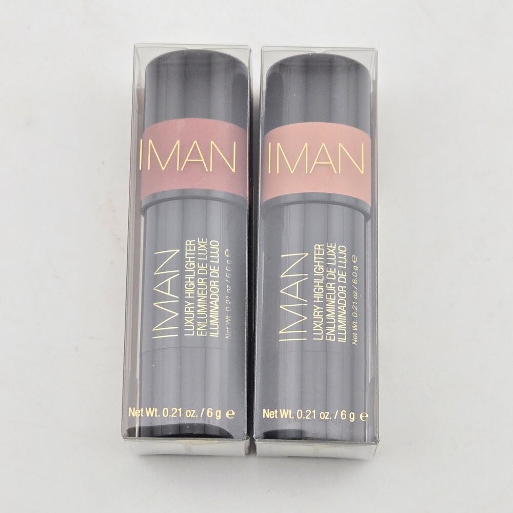 IMAN Luxury Highlighter Stick Glamour Girl & Hot Shot Set New 0.21 oz Multi-Use